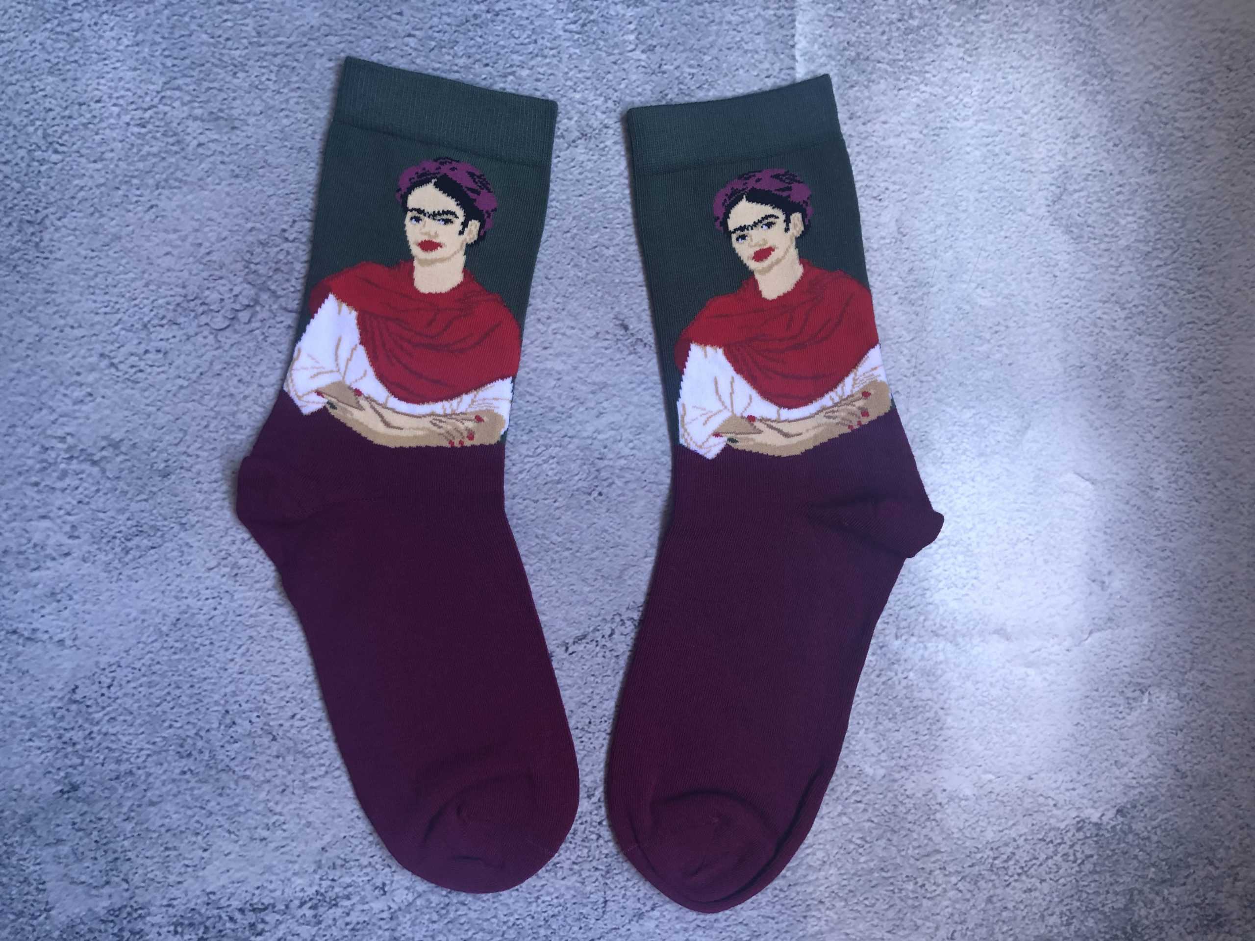 Frida Kahlo Green Purple Socks